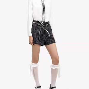 NWT | The Kooples | Black High Waist Shorts with Silver Metallic Thread